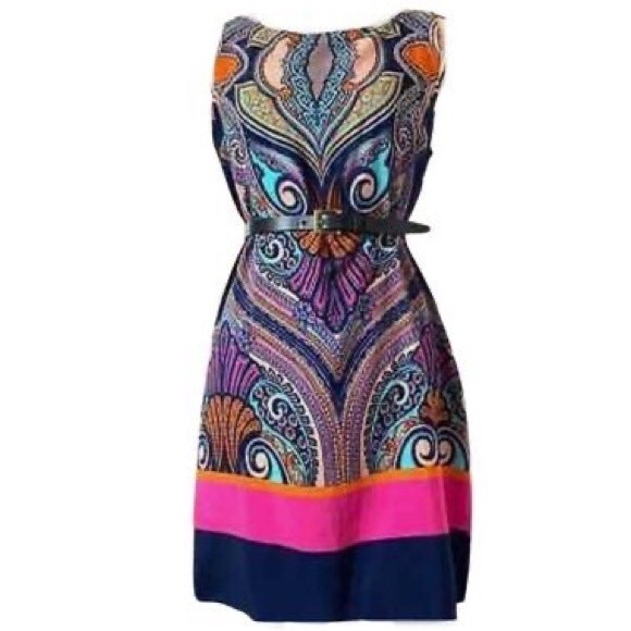 Renee C colorful sleeveless shift dress size small - Picture 1 of 5